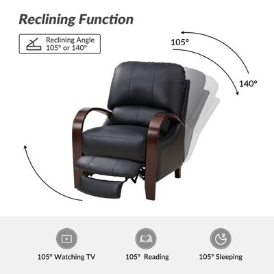 Alex Mid Century Modern Genuine Leather Manual Recliner