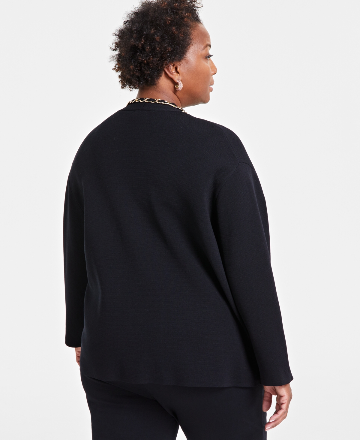 I.n.c. International Concepts Plus Size Chain-Trim Cardigan, Created for Macy's
