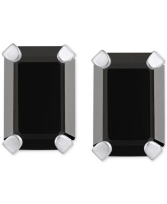 Onyx Emerald-Cut Solitaire Stud Earrings in 10k Gold