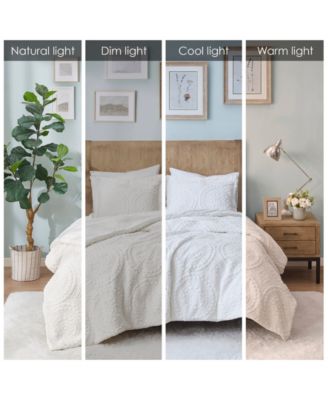 Arya Embroidered Medallion Faux Fur 3-Pc. Comforter Set, King/California King