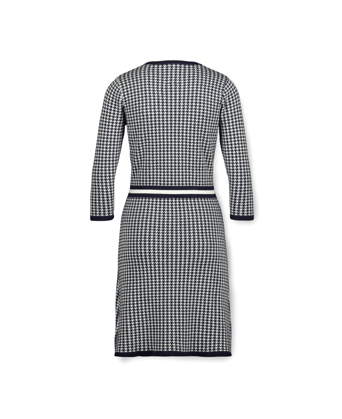 Hope & Henry Women's Organic Cotton 3/4 Sleeve Fit and Flare Sweater Dress