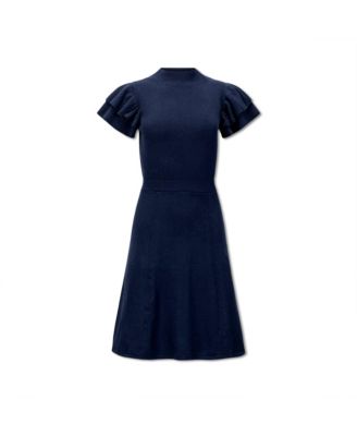 Women's Mock Neck Flutter Sleeve Sweater Dress