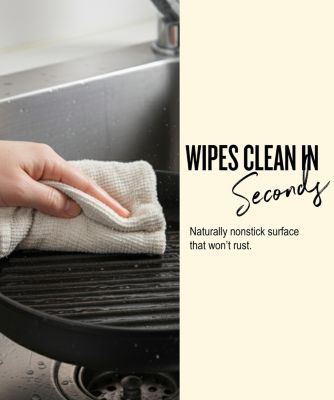 Nori Enameled Cast Iron Grill Pan 11" - Nonstick, Oven Safe and Made without PFAS, PFOA & PTFE - Induction and All Stovetop Compatible