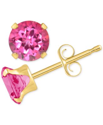 Macy's - Pink Topaz Solitaire Four Prong Stud Earrings (1-1/5 ct. t.w.) in 14k Gold (Also in Turquoise)