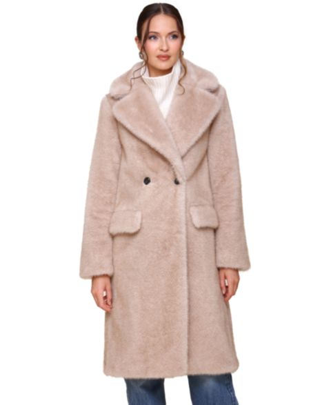 Женское пальто Avec Les Filles Notched-Collar Faux-Fur, цвет: Бежевый
