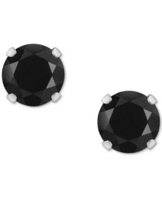 Onyx Solitaire Four Prong Stud Earrings in 10k Gold