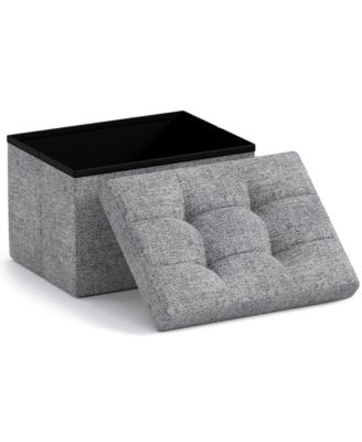 Collapsible Rectangle Storage Ottoman – Small Footrest with Hidden Storage, 12" x 16" x 12"