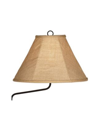 Travata Rustic Vintage Floor Lamp with End Table 54" Tall Bronze Scrollwork Swing Arm Burlap Fabric Empire Shade for Living Room Reading