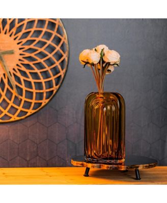 Glass Vase With Wood Accent