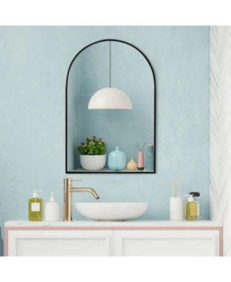 Arched Wall Mounted Mirror 24"x36" in Black