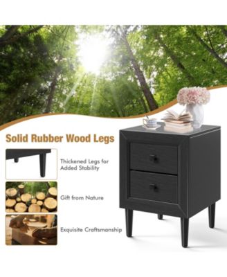 Multipurpose Retro Bedside Nightstand with 2 Drawers