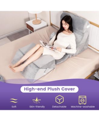 Bed Wedge  7 Pieces Pillow Set with Memory Foam and Washable Cover