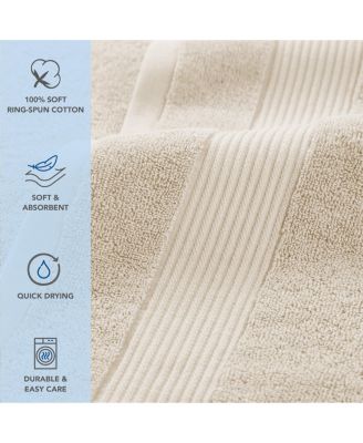 600 GSM Ringspun Cotton 6-Piece Bathroom Towel Set with Striped Dobby Border