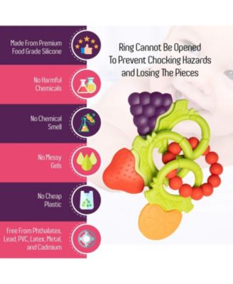 Baby Teething Toys for Newborns 0-6 Months | Textured Silicone Teethers for Infants 6-12 Months | BPA Free | Sensory Exploration | Fruit Shaped | Soothes Baby's Gums | 3 Pack