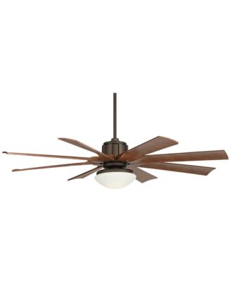 60" Industrial Outdoor Ceiling Fan with LED Light Remote Control Bronze Koa Opal Glass Damp Rated Patio Gazebo