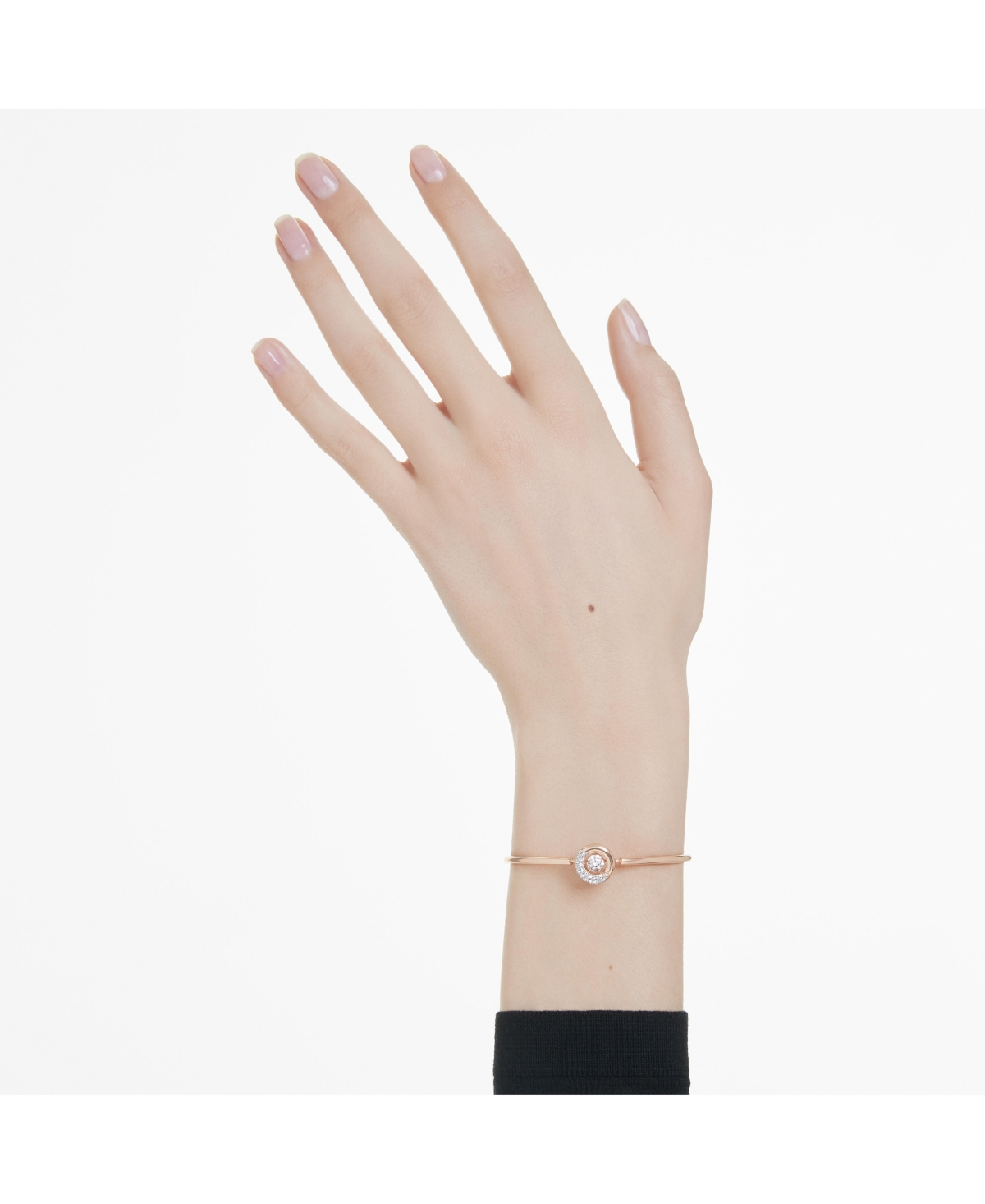 Swarovski Round Cut, White, Rose Gold-tone Plated Dextera Bangle In Rose Gold