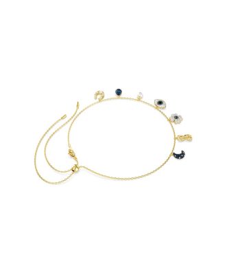 Symbolica Choker, Moon, Infinity, Clover, Evil Eye and Horseshoe, Blue, Gold-Tone Plated Necklace
