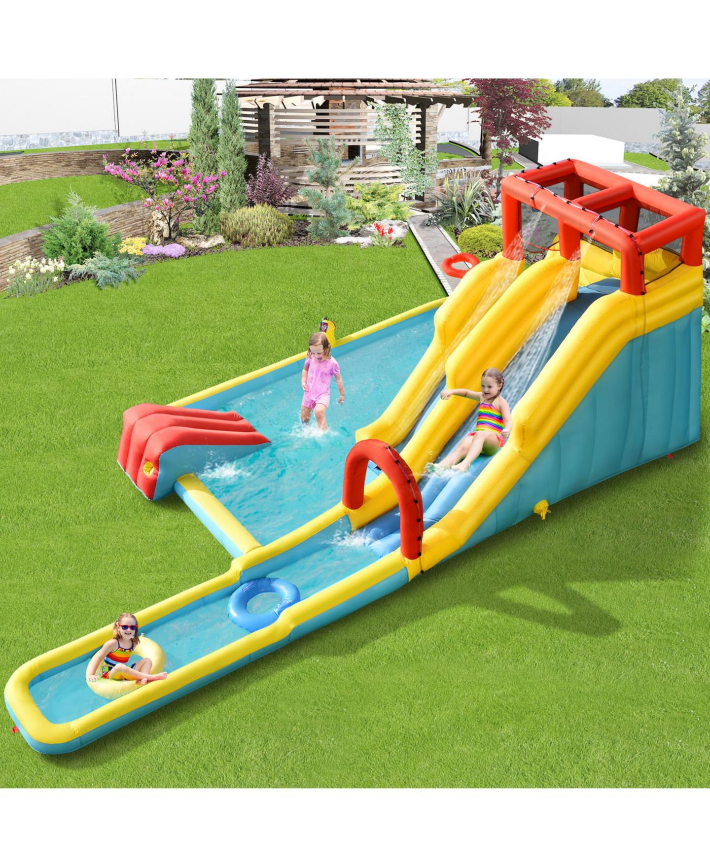 Детская игрушка INOLAIT 7-in-1 Inflatable Dual Slide Water Park Bounce House With 680W Blower — фото 2