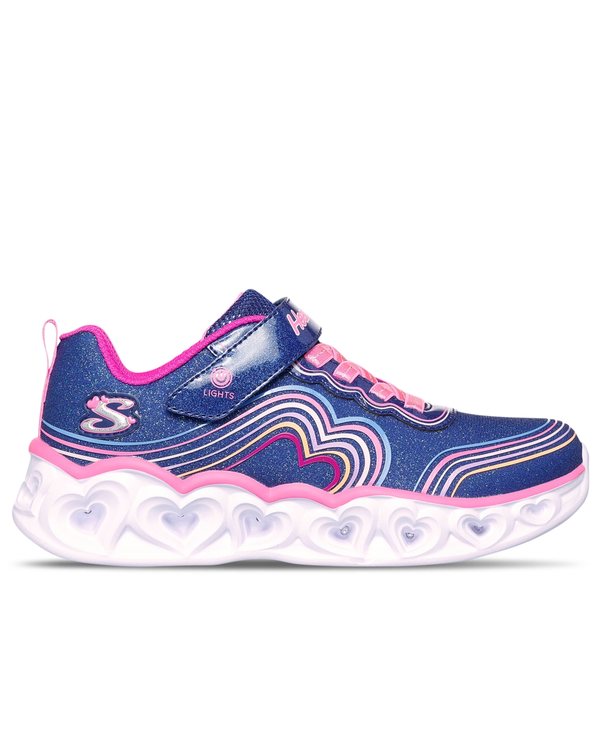 Skechers Little Girls Heart Lights-Retro Hearts Light-Up Fastening Strap Casual Sneakers from Finish Line -Multi