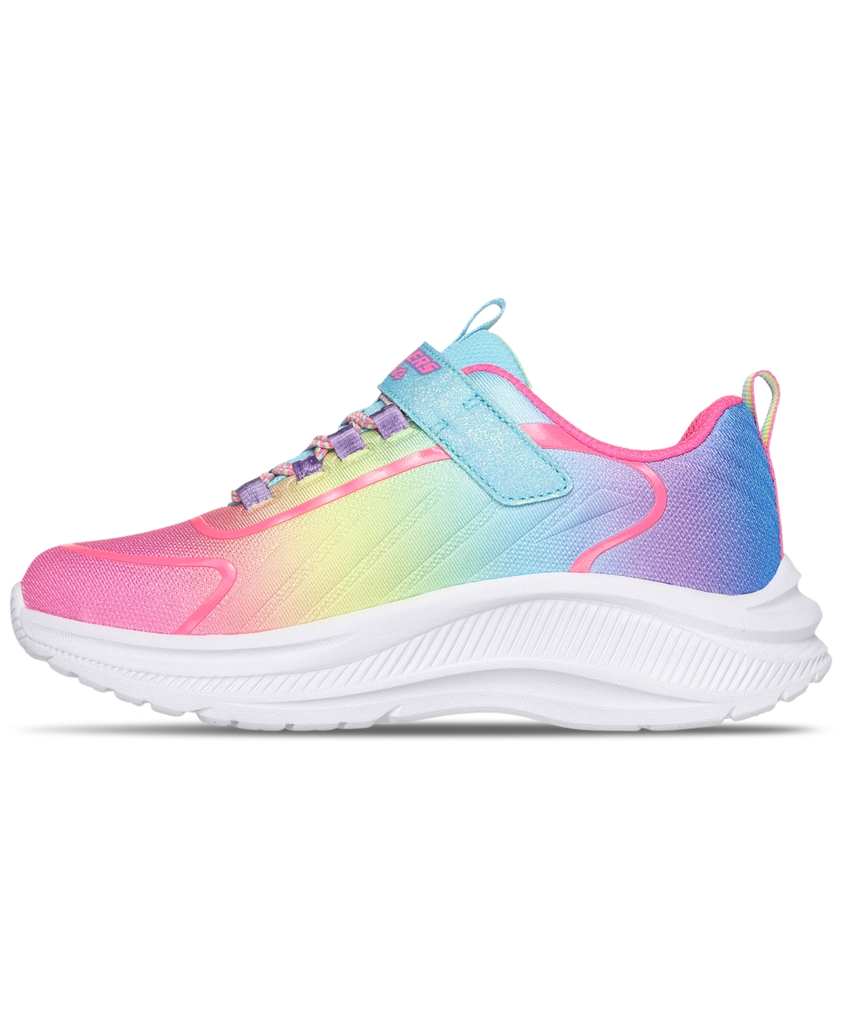 Skechers Little Girls Rainbow Cruisers Light-up Fastening Strap Casual Sneakers From Finish Line In Multi