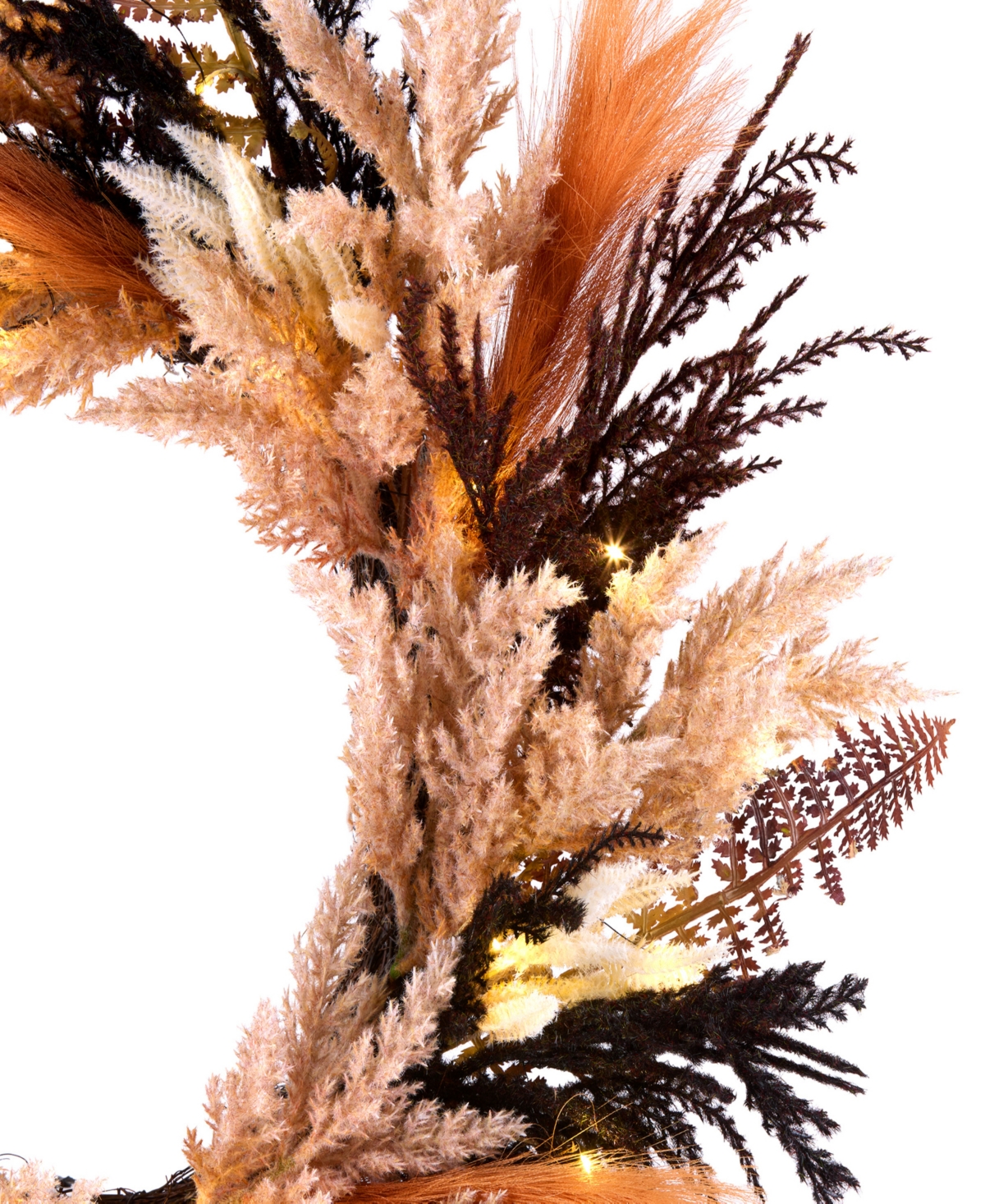 National Tree Company Orange & Black Pampas Wreath, 26 Inches In Black