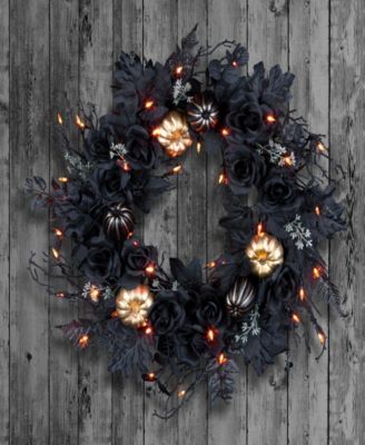 National Tree Company Chic Eek Black & Gold Wreath, 24 Inches