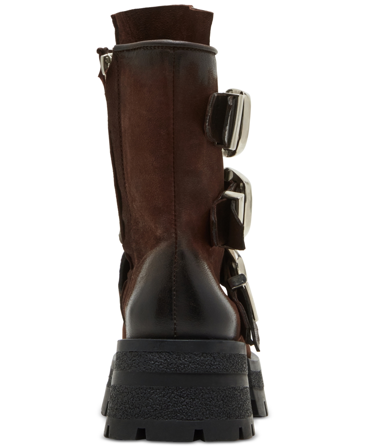 Steve Madden Women's Roland Buckled Moto Platform Lug-Sole Combat Boots
