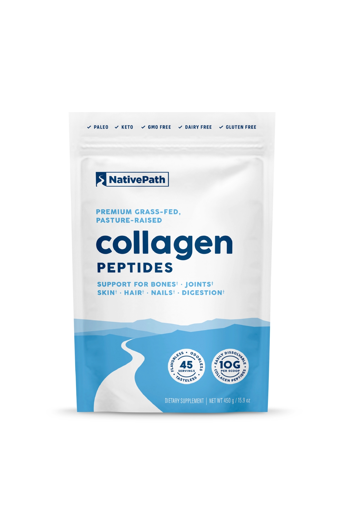Collagen Peptides Protein - Hydrolyzed Type 1 & 3 Collagen Powder for Skin, Hair, Nails - 15.9 oz (45 Servings) - White