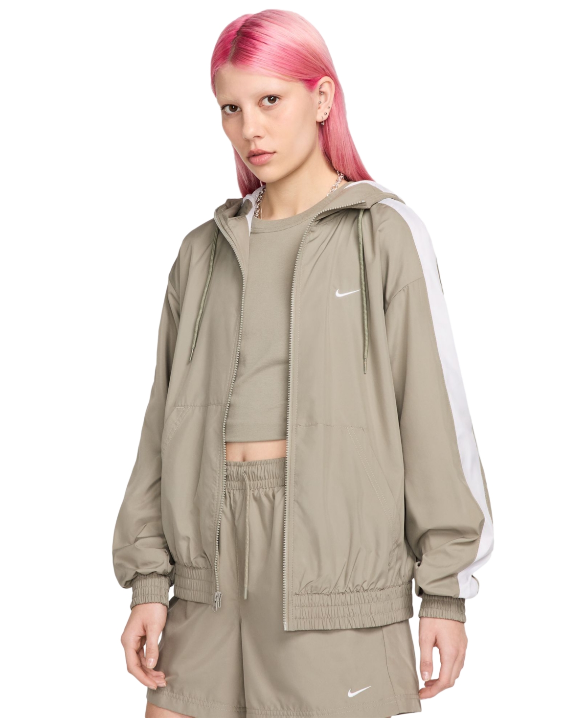 Nike Women's Sportswear Classic Zip-Front Hooded Jacket -white
