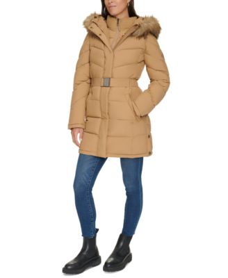 Women's Faux-Fur-Trim Hooded Puffer Coat, Created for Macy's