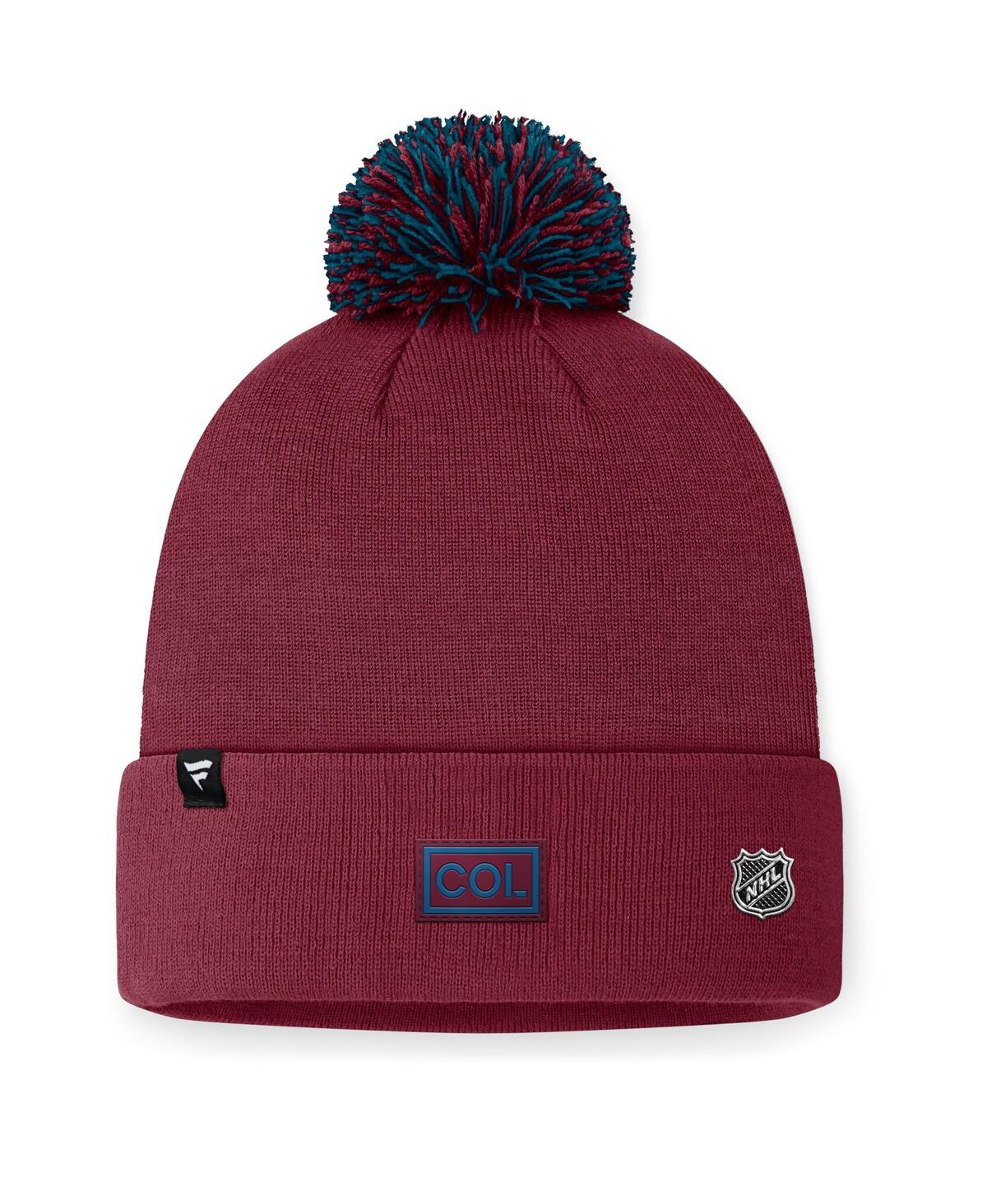 Fanatics Men's Burgundy Colorado Avalanche 2024 Nhl Draft Cuffed Knit Hat With Pom In Burgundy,light Blue