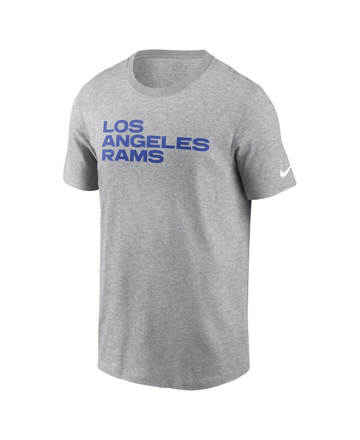 Nike Men's Heather Gray Los Angeles Rams Primetime Wordmark Essential T-shirt In Heather Gray