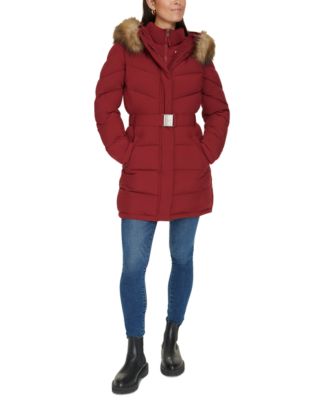Women's Faux-Fur-Trim Hooded Puffer Coat, Created for Macy's