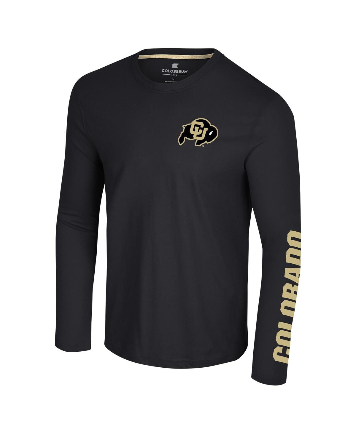 Colosseum Men's Black Colorado Buffaloes Logo Lockup 3-hit Active Blend Long Sleeve T-shirt In Black