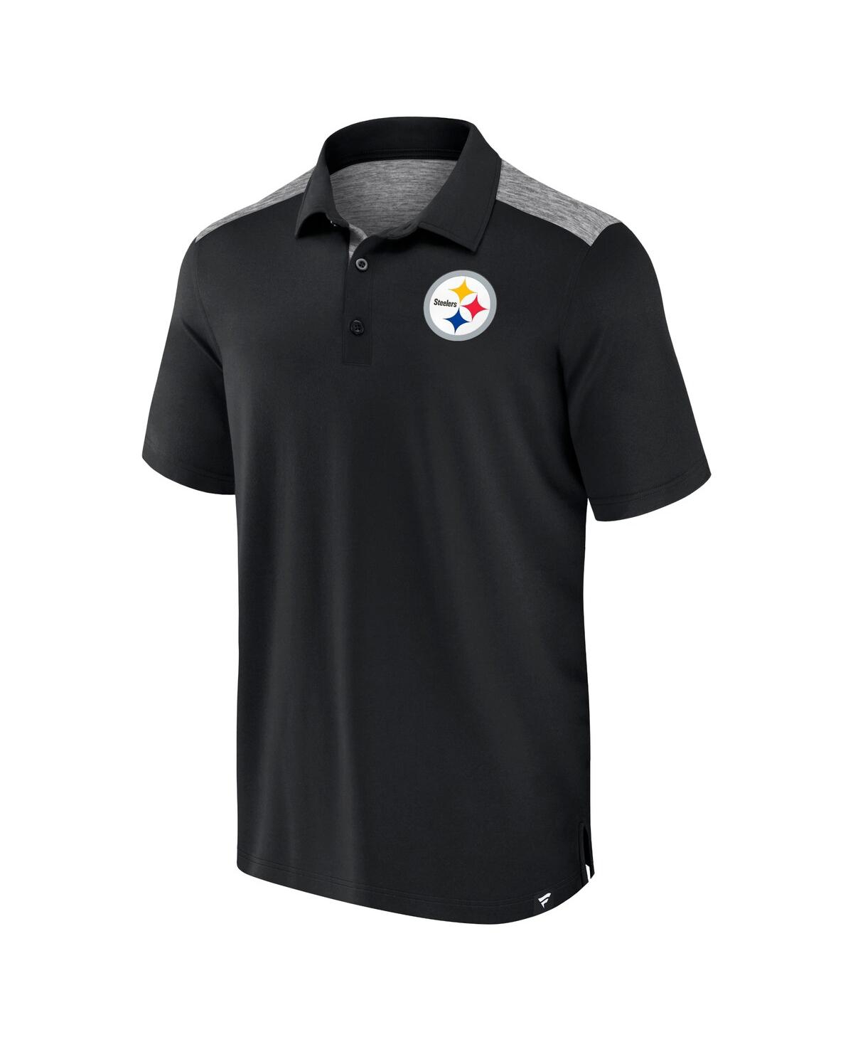 Fanatics Men's Black Pittsburgh Steelers Long Shot Polo Shirt In Black,charcoal