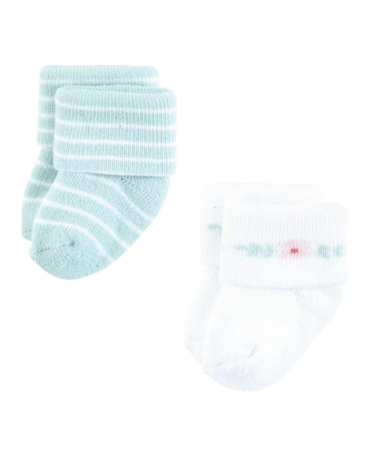 Hudson Baby Baby Girls Cotton Rich Newborn and Terry Socks,- Tiny flowers
