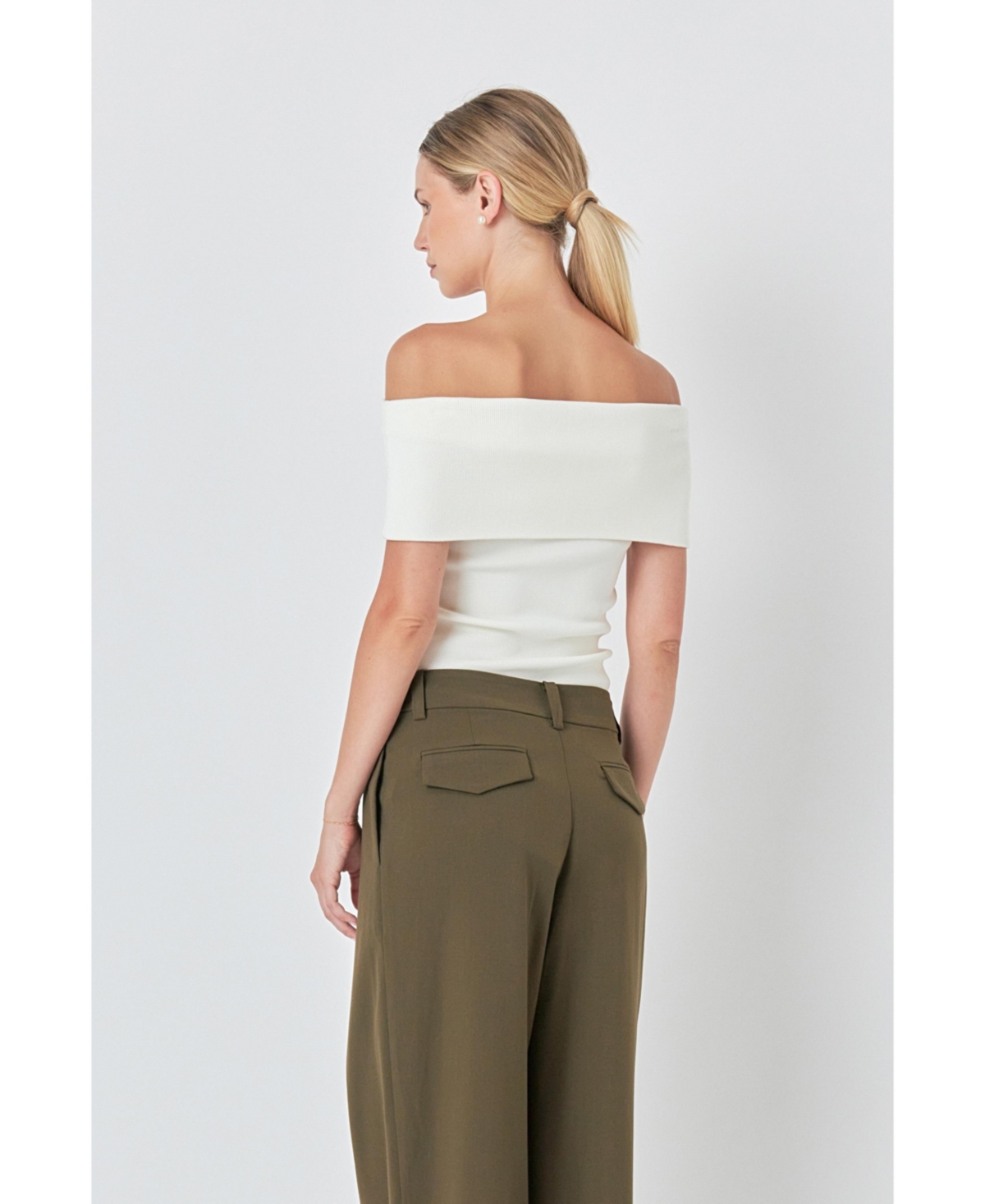 endless rose Women's Knit Off Shoulder Knit Top
