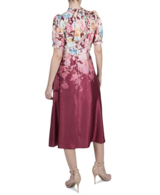 Women's Printed Mock-Neck Short-Sleeve Dress