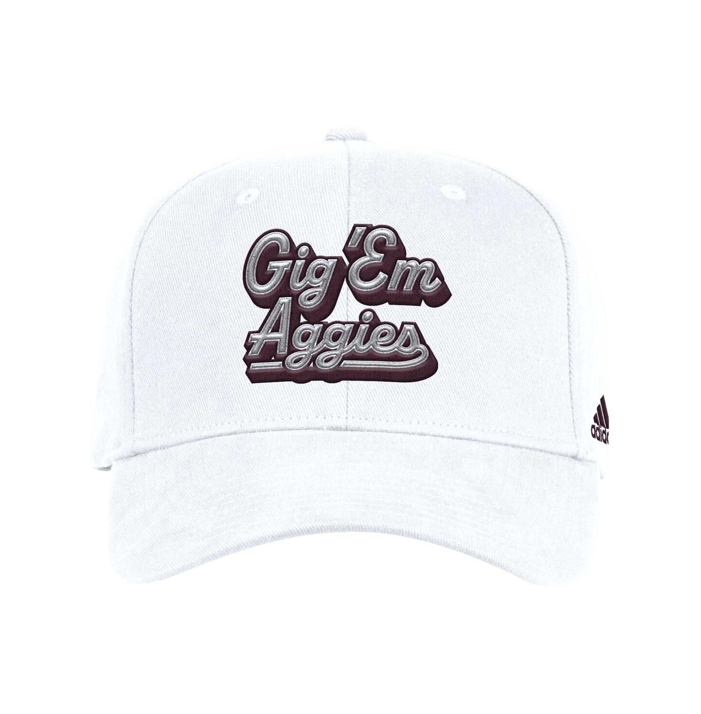 Мужская кепка adidas White Texas A&M Aggies Chant Flex Hat — фото 1