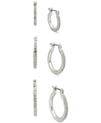 3-Pc. Set Pav&eacute; Hoop Earrings