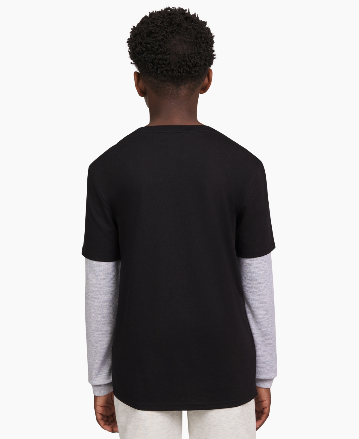 Champion Big Boys Layered-Look Thermal-Sleeve Logo T-Shirt