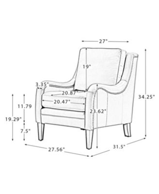 Traditional Pascual 27.56" Wide Genuine Leather Arm Chair with Rubber Wood Legs