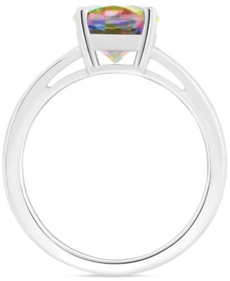 Mystic Topaz Oval Split Shank Solitaire Ring (3-5/8 ct. t.w.) in Sterling Silver (Also in Pink Topaz)