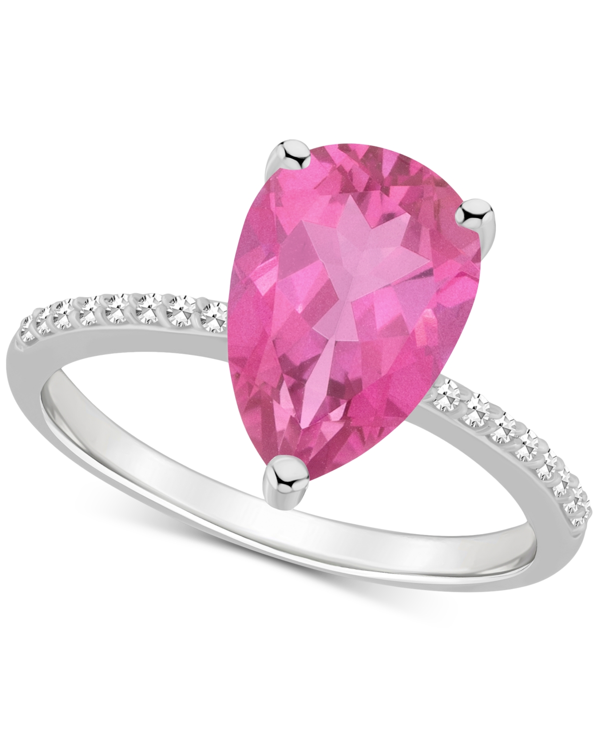 Macy's Mystic Topaz (3-5/8 Ct. T.w.) & Diamond (1/10 Ct. T.w.) Pear Ring In Sterling Silver (also In Pink T In Pink Topaz