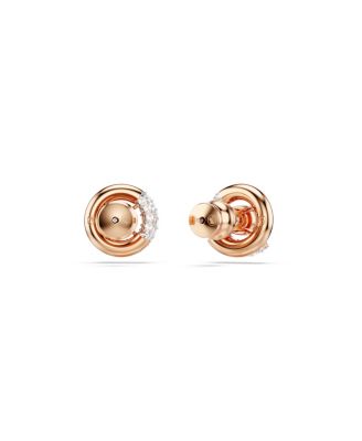 Round Cut, White, Rose Gold-Tone Plated Dextera Stud Earrings