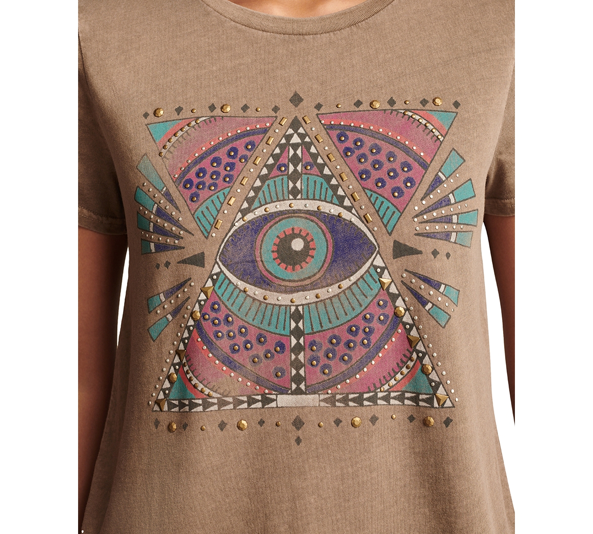 Lucky Brand Women's Cotton Geo Celestial Studded Classic T-Shirt