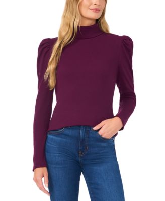 CeCe - Women's Puff-Shoulder Long-Sleeve Turtleneck Top