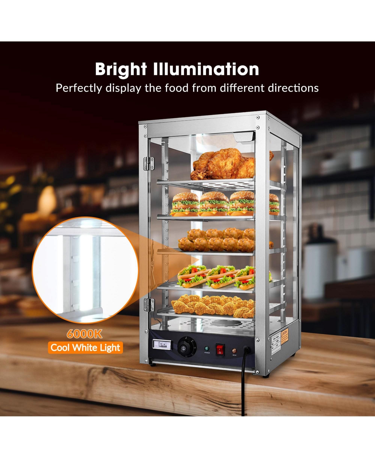 Yescom WeChef 600W 5-Shelf Commercial Food Warmer 15