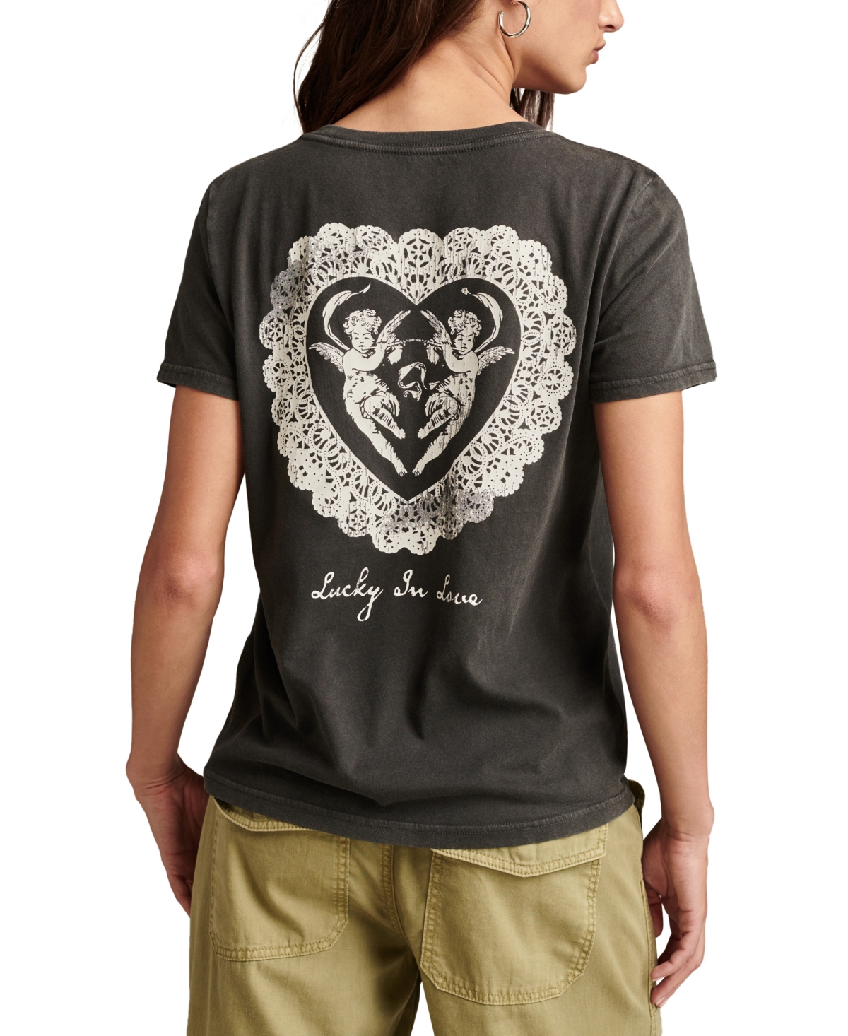 Lucky Brand Women's Lucky Love Cherubs Crewneck Cotton T-Shirt