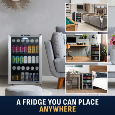 160 Can Freestanding Beverage Fridge in Stainless Steel with Split Shelf and Precision Digital Thermostat